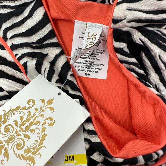Becca by Rebecca Virtue Women's Size M High Waist Zebra Print Bikini Bottom NWT - Picture 2 of 3